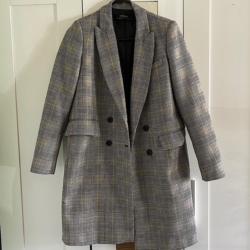 Zara Plaid Long Jacket